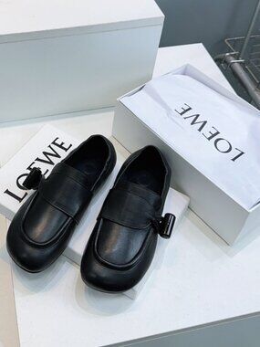 Loewe Black Leather Loafers